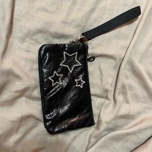 Kipling Shiny Black Wristlet with Silver Star Design